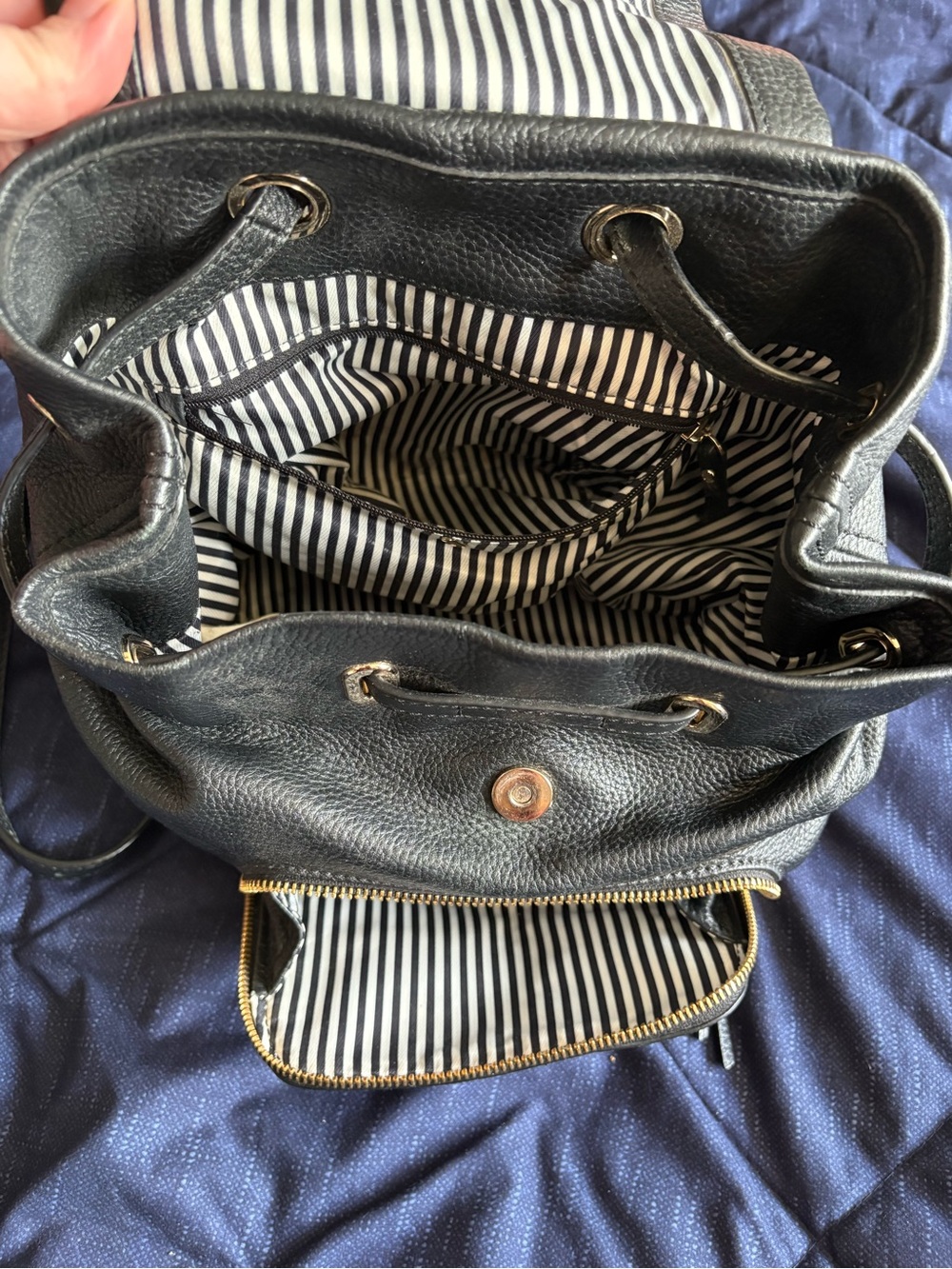 kate spade black pebbled leather mini backpack with gold logo - Picture 5 of 10